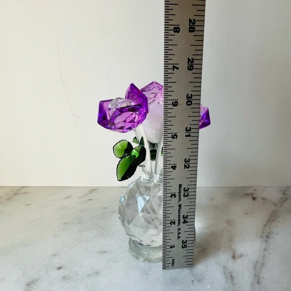 Crystal Flower Bouquet with Purple roses Accents